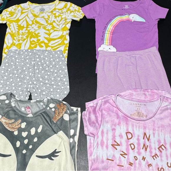 Lot of 4 Girls Size 7 and 7/8 Carters and Justice Pajama Sets and Nightgowns - Picture 1 of 5
